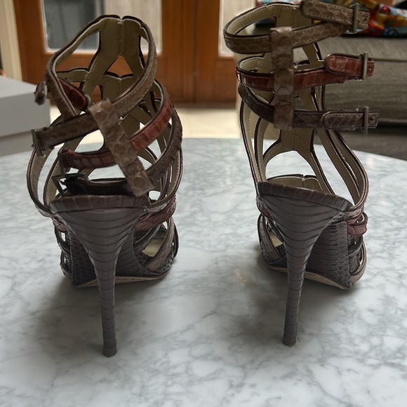 Brian Atwood Natural Python Sandals. 7 - Picture 4 of 9